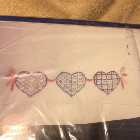 Bucilla Special Edition Pillowcase Pair Stamped for Cross Stitch-Quilted Hearts - Picture 2 of 7